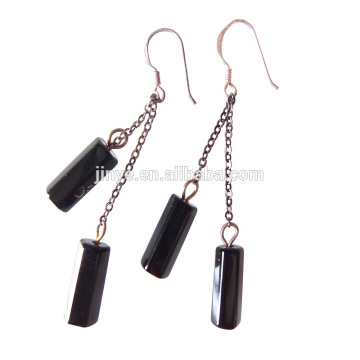 Fashion Boho Chic Black Agate Stone Earrings